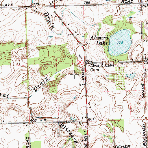 Topographic Map of WGOR-FM (Saint Johns), MI
