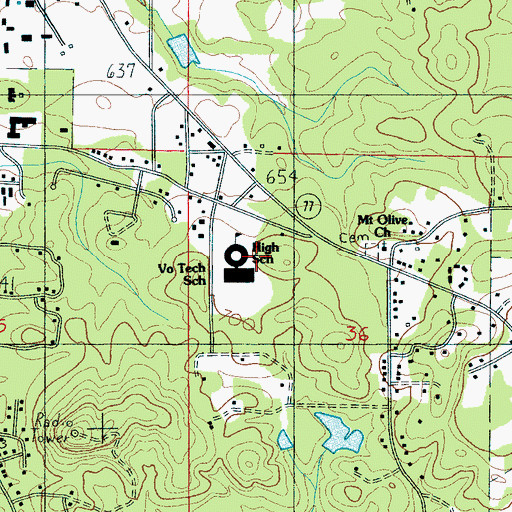 Topographic Map of Talladega High School, AL