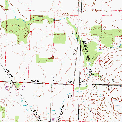 Topographic Map of WGMZ-FM (Tuscola), MI