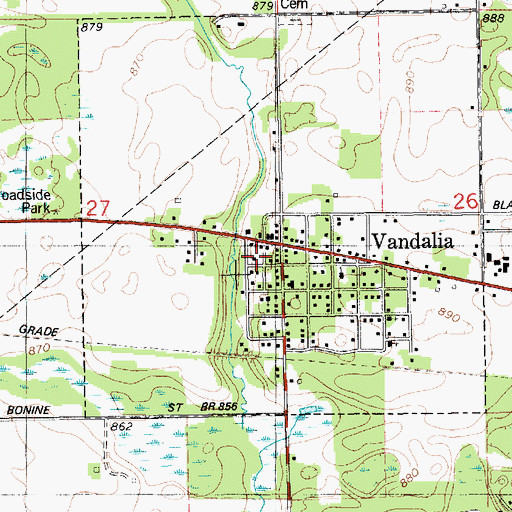 Topographic Map of WSAD-FM (Vandalia), MI