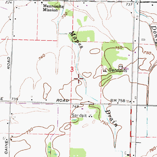 Topographic Map of WOWE-FM (Vassar), MI