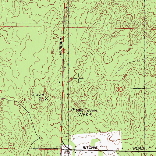 Topographic Map of WBKB-TV (Alpena), MI