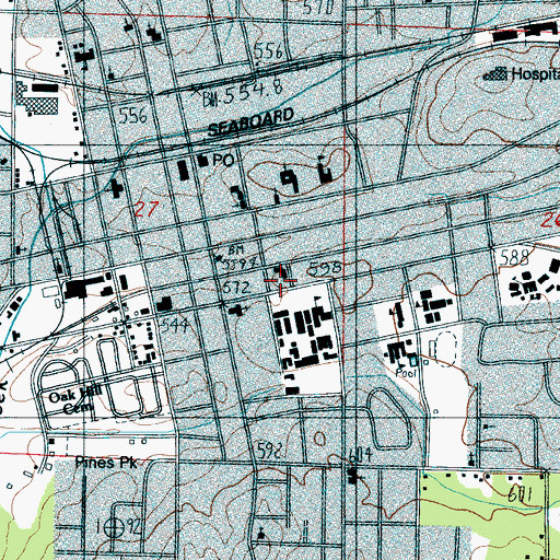 Topographic Map of Talladega Public Library, AL
