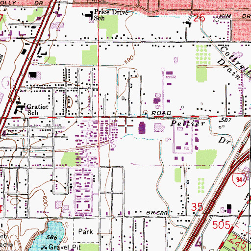 Topographic Map of WADL-TV (Mount Clemens), MI