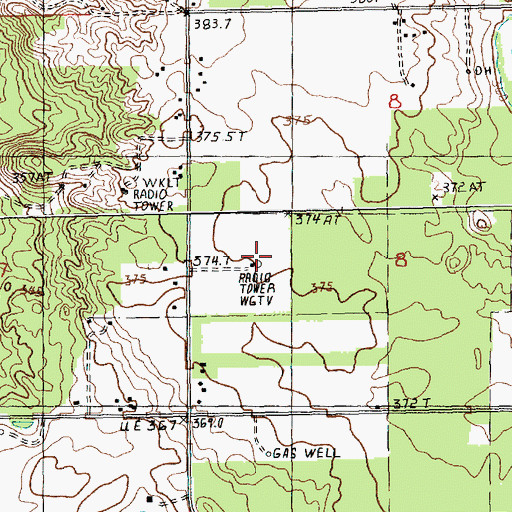 Topographic Map of WGTU-TV (Traverse City), MI