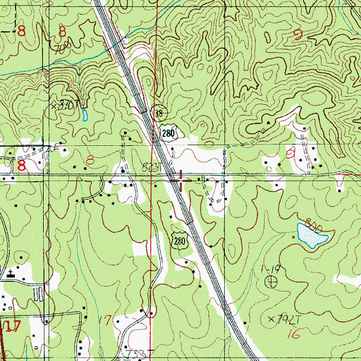 Topographic Map of Tanyard Hill Gap, AL