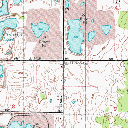 Topographic Map of Cusick Lake Grange Hall, MI