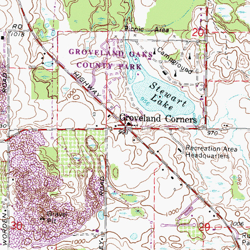 Topographic Map of Groveland Corners, MI