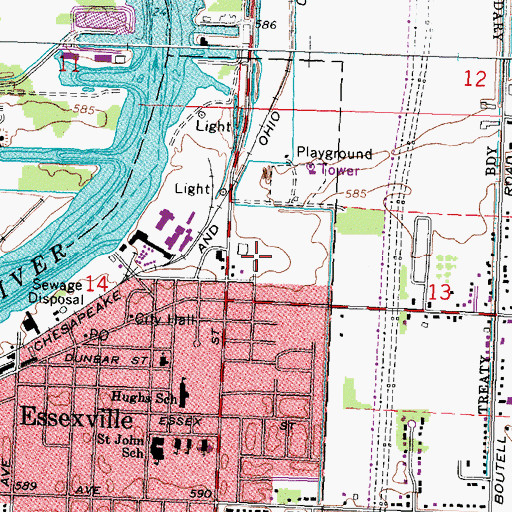 Topographic Map of WXOX-AM (Bay City), MI