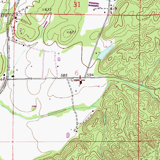 Topographic Map of The Cedars, AL