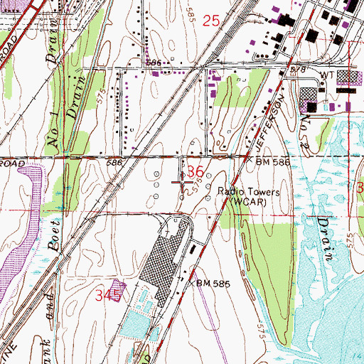 Topographic Map of WCXI-AM (Detroit), MI