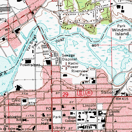 Topographic Map of WHTC-AM (Holland), MI