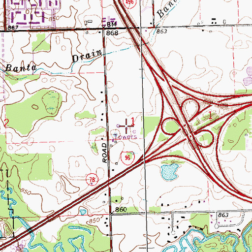 Topographic Map of WITL-AM (Lansing), MI