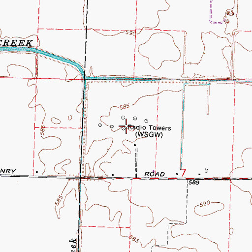 Topographic Map of WSGW-AM (Saginaw), MI