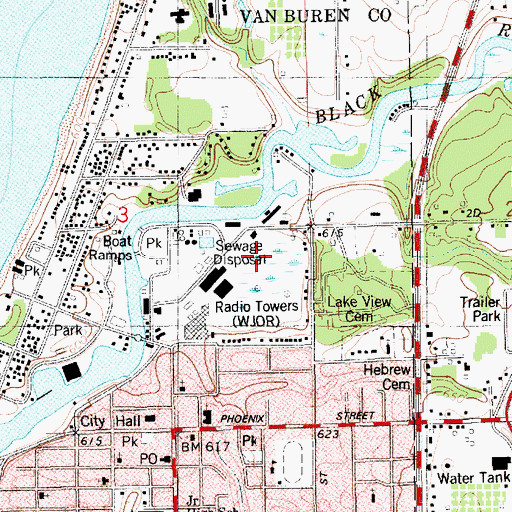 Topographic Map of WCSY-AM (South Haven), MI