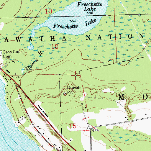 Topographic Map of WIDG-AM (Saint Ignace), MI