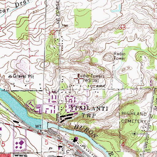 Topographic Map of WSDS-AM (Ypsilanti), MI