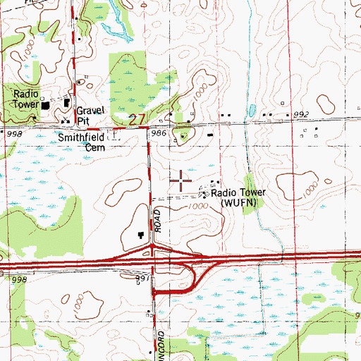 Topographic Map of WUFN-FM (Albion), MI