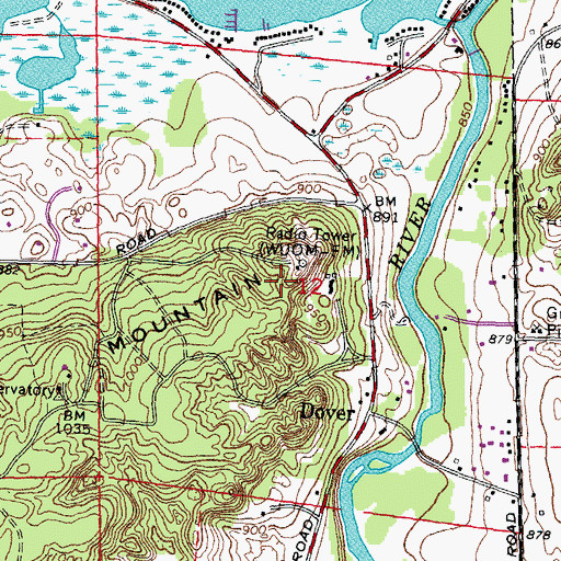 Topographic Map of WUOM-FM (Ann Arbor), MI