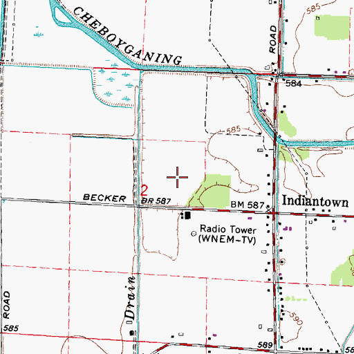 Topographic Map of WIOG-FM (Bay City), MI