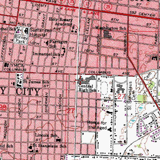 Topographic Map of WCHW-FM (Bay City), MI