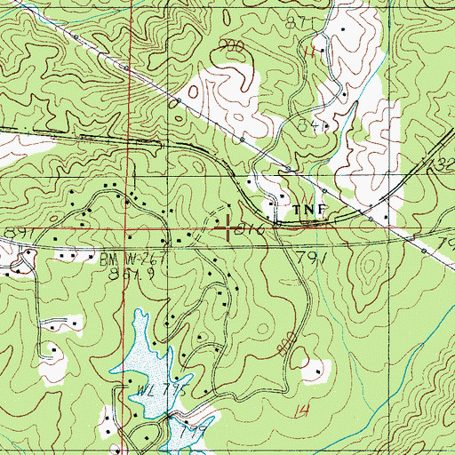 Topographic Map of Warm Springs, AL