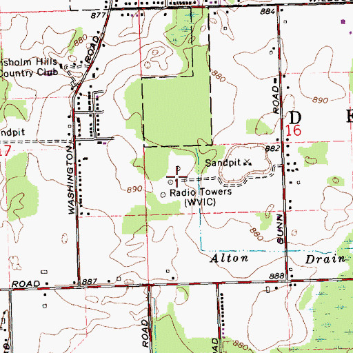 Topographic Map of WVIC-FM (East Lansing), MI