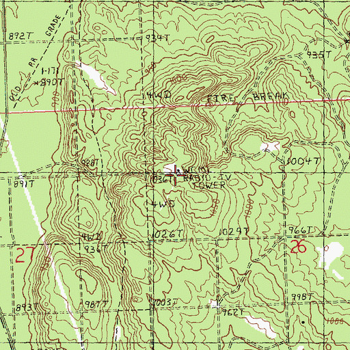 Topographic Map of WPHN-FM (Gaylord), MI