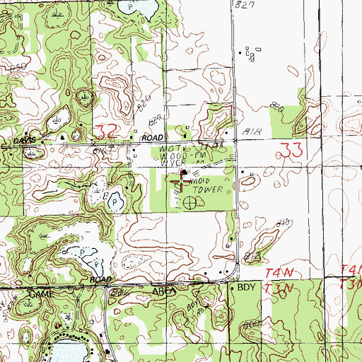 Topographic Map of WVGR-FM (Grand Rapids), MI