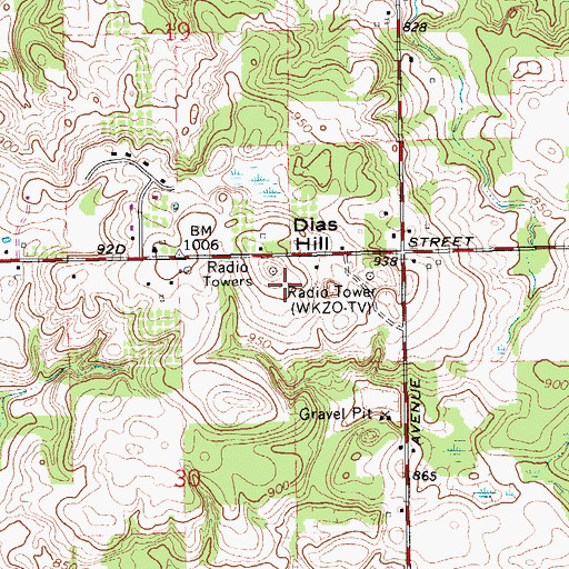 Topographic Map of WGRD-FM (Grand Rapids), MI