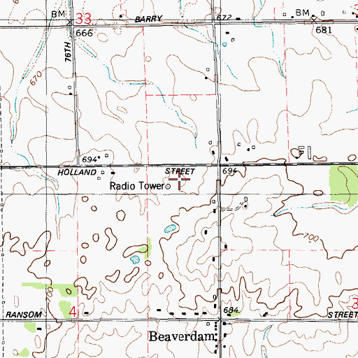 Topographic Map of WKLQ-FM (Holland), MI