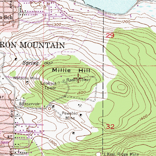 Topographic Map of WIMK-FM (Iron Mountain), MI