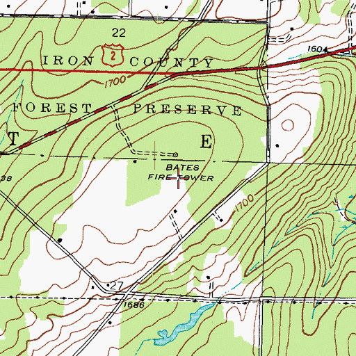 Topographic Map of WIKB-FM (Iron River), MI