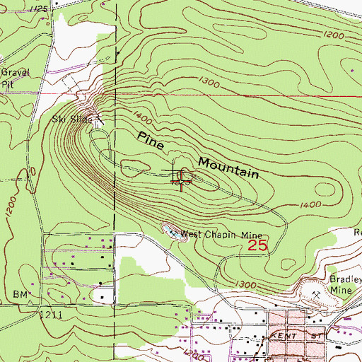 Topographic Map of WEUL-FM (Kingsford), MI