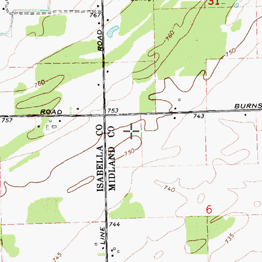 Topographic Map of WCEN-FM (Mount Pleasant), MI