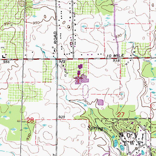 Topographic Map of WOVI-FM (Novi), MI
