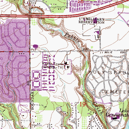 Topographic Map of WXON-TV (Detroit), MI