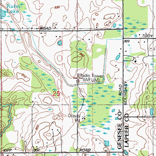 Topographic Map of WFUM-TV (Flint), MI