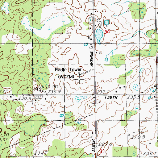 Topographic Map of WZZM-TV (Grand Rapids), MI