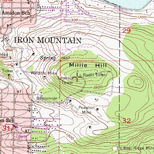 Topographic Map of WIIM-TV (Iron Mountain), MI