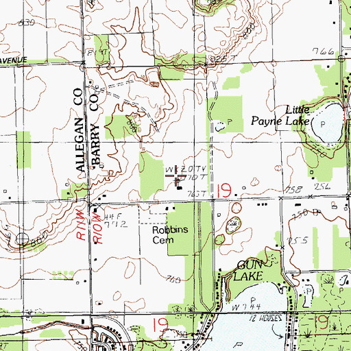 Topographic Map of WWMT-TV (Kalamazoo), MI