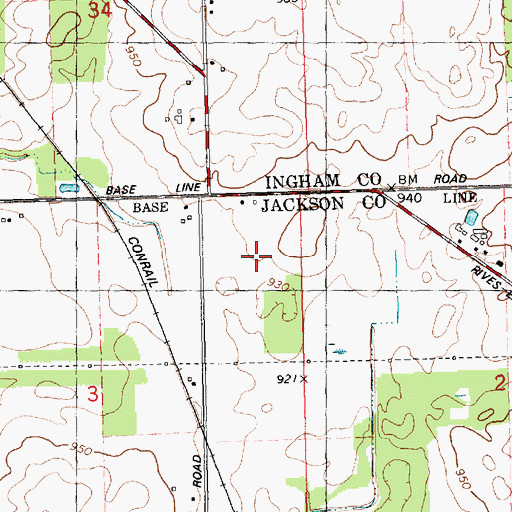 Topographic Map of WLAJ-TV (Lansing), MI