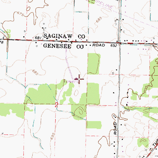 Topographic Map of WEYI-TV (Saginaw), MI