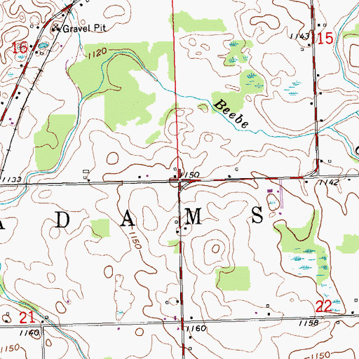 Topographic Map of Township of Adams, MI