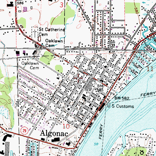 Topographic Map of City of Algonac, MI