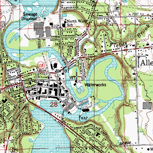 Topographic Map of City of Allegan, MI