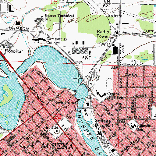 Topographic Map of City of Alpena, MI