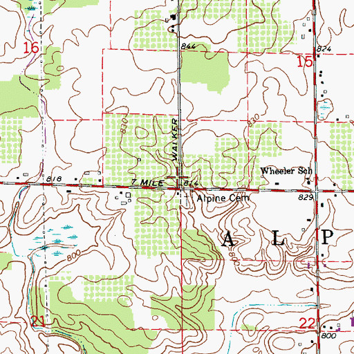 Topographic Map of Township of Alpine, MI