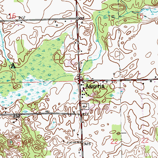 Topographic Map of Township of Assyria, MI