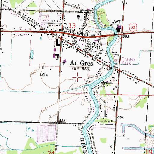 Topographic Map of City of Au Gres, MI